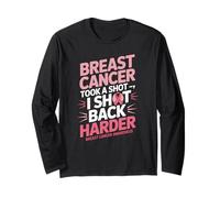 Breast Cancer Took A Shot I Shot Back Harder Funny Awareness Maglia a Manica