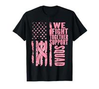 Breast Cancer US Flag We Fight Together Support Squad Rosa Maglietta