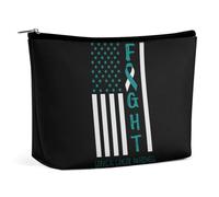 Breast Cancer Warrior Support Squad Cervical Cancer Awareness Borsa cosmetica da viaggio Borsa per il trucco portatile Borsa da toeletta di grande capacità Borse portaoggetti per donne-3