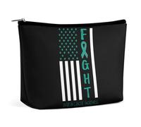 Breast Cancer Warrior Support Squad Ovarian Cancer Awareness Borsa cosmetica da viaggio Borsa per il trucco portatile Borsa da toeletta di grande capacità Borse portaoggetti per donne-3