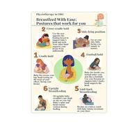 Breastfeeding Techniques Poster Helpful Nursing Positions Guide Canvas Wall Art for Baby Room Clinic or Home Decor Motherhood Gift(Framed,12x18inch(30x45cm))