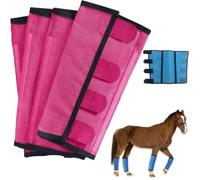 Breathable Mesh Horse Flyproof Leggings,Fly boots for horses set of 4,Tear-Resistant Bites Proof Horse Fly Boots,Adjustable Leg Wraps for Preventing Flies Mosquitoes Bite (rose)