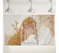 Breathe Within - Sfondo da parete, elegante design floreale bohémien per fotografia interna/esterna, estetica neutra beige e oro per eventi e decorazioni per la casa, 180 x 109 cm
