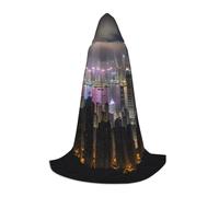 BREAUX Aerial Night of View Hong Kong stampa mantello con cappuccio unisex lunghezza intera mantello con cappuccio Dress Up Ball Comic Exhibition Costume
