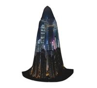 BREAUX Aerial Night of View Hong Kong stampa mantello con cappuccio unisex lunghezza intera mantello con cappuccio Dress Up Ball Comic Exhibition Costume