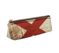 BREAUX Alabama State Flag on Old Wood Grain Postcard stampa triangolo borsa di cancelleria in pelle adatta per viaggi e cosmetici stoccaggio