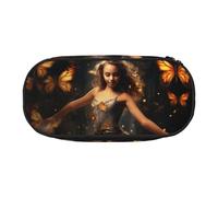 BREAUX Astuccio per matite con stampa a farfalla, borsa per il trucco, robusta, adatta per ufficio o accessori essenziali da viaggio, Nero, One Size, Portabilità