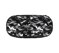 BREAUX Astuccio per matite con stampa mimetica nera, grigia, bianca, borsa per il trucco, robusta borsa portaoggetti, adatta per ufficio o accessori essenziali da viaggio