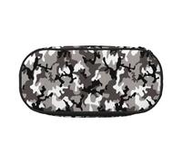 BREAUX Astuccio per matite con stampa mimetica nera, grigia, bianca, borsa per il trucco, robusta borsa portaoggetti, adatta per ufficio o accessori essenziali da viaggio, Nero, One Size, Portabilità