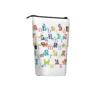 BREAUX Astuccio retrattile verticale con stampa dell'alfabeto animale, portafoglio alla moda, borsa portaoggetti multifunzionale