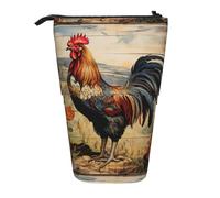 BREAUX Astuccio telescopico con stampa gallo su legno in agricoltura, adatto per matite multifunzionale, borsa per il trucco e portafoglio