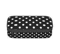 BREAUX Astuccio unisex con stampa a pois bianchi e neri, borsa versatile per cancelleria per ufficio, viaggi o trucchi