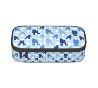 BREAUX Astuccio unisex con stampa a pois blu, borsa versatile per cancelleria per ufficio, viaggi o trucco