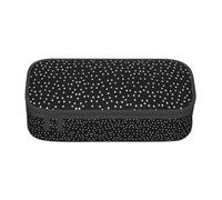 BREAUX Astuccio unisex con stampa a pois neri e bianchi, borsa versatile per cancelleria per ufficio, viaggi o trucco