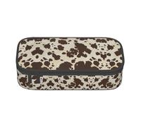 BREAUX Astuccio unisex marrone con stampa a pois di mucca, versatile borsa per cancelleria per ufficio, viaggi o trucco