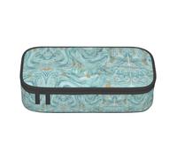 BREAUX Azurite Teal and Foil Gold Oil Marble Pattern stampa unisex astuccio portapenne versatile per ufficio, viaggi o trucco