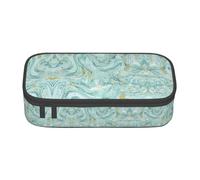 BREAUX Azurite Teal and Foil Gold Oil Marble Pattern stampa unisex astuccio portapenne versatile per ufficio, viaggi o trucco