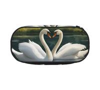 BREAUX Bellissimo astuccio con stampa di cigni bianchi sul lago, borsa per il trucco, robusta borsa portaoggetti, adatta per ufficio o accessori essenziali da viaggio