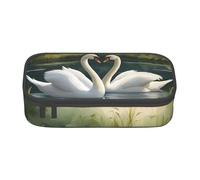BREAUX Bellissimo astuccio unisex con stampa di cigni bianchi sul lago, borsa versatile per cancelleria per ufficio, viaggi o trucco
