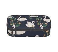 BREAUX Bellissimo astuccio unisex con stampa di cigni bianchi sul lago, borsa versatile per cancelleria per ufficio, viaggi o trucco