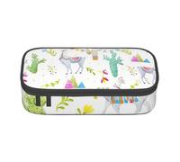 BREAUX Borsa cosmetica di grande capacità stampata con bandiera di alpaca, lama cactus, borsa per articoli da toeletta, organizer per cancelleria, nero, taglia unica, floreale, Nero , Taglia unica,