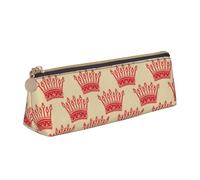 BREAUX Borsa di immagazzinaggio della cancelleria del cuoio del triangolo della stampa della corona rossa, adatta per il viaggio e la