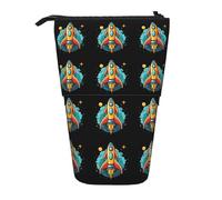 BREAUX Borsa di immagazzinaggio espandibile della stampa del geco del leopardo della sabbia, borsa di stoccaggio verticale, borsa cosmetica espandibile, Razzo Clipart Nave spaziale2, Taglia unica,