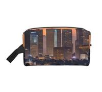 BREAUX Borsa per cosmetici stampata con skyline di Los Angeles, borsa cosmetica da viaggio per accessori da viaggio, orizzonte, los angeles, Taglia unica