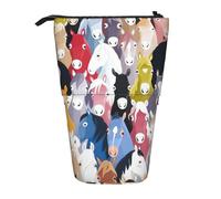 BREAUX Borsa portaoggetti espandibile con stampa di cane Corgi, borsa portaoggetti verticale, borsa per cosmetici espandibile, Cavalli colorati dei cartoni animati, Taglia unica, Multiuso
