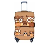BREAUX Carino Big Brown Cartoon Gufi stampa Trolley valigia copertura protettiva, tessuto ad alta elasticità, copertura valigia trolley, bianco, Large