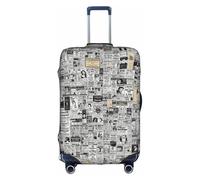 BREAUX copertura dei bagagli della stampa del hd del giornale, copertura protettiva dei bagagli, copertura protettiva della cassa di viaggio del carrello, bianco, M