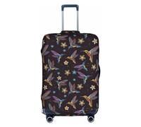 BREAUX Copertura protettiva per trolley con stampa di colibrì con fiori ricamati, copertura protettiva per bagagli, motivo unico su entrambi i lati, bianco, XL, Bianco, X-Large