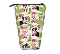 BREAUX Corgi, astuccio telescopico con stampa hawaiana tropicale estiva con ananas, adatto per matite multifunzionali, trousse per trucchi e portafogli, Nero, One Size, Alla moda