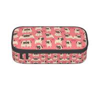 BREAUX Divertente astuccio unisex con stampa di un cucciolo di carlino, versatile borsa per cancelleria per ufficio, viaggi o trucco