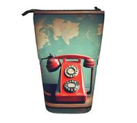 BREAUX England UK Retro London - Astuccio verticale retrattile, alla moda, multifunzione, con stampa telefonica
