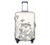 BREAUX Floral Herbs Botanical Incisione Stampa Bagagli Coperture Protettive Dei Bagagli Maniche Dei Bagagli Coperture Decorative, Zip, bianco, X-Large