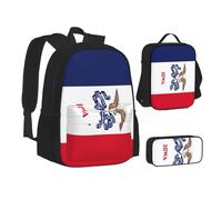 BREAUX Iowa State Flag Print Travel Backpack Set, zaino + scatola portaoggetti + borsa pranzo combinazione
