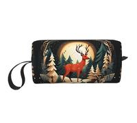 BREAUX Merry Christmas Deer Print Daily Storage Bag, Portable Simple Handheld Storage Bag, Makeup Zipper Travel Bag, Merry Christmas Deer, One Size, Buon Natale Cervo, Taglia unica