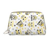 BREAUX Organizer con stampa di gufi in stile cartone animato, pochette in pelle con cerniera, borsa cosmetica portatile (grande), simpatica stampa con gufi, taglia unica, Animale Cartoon Gufi Carino,
