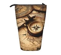 BREAUX Organizzatore verticale della stampa dei biscotti del chip dei biscotti, borsa di immagazzinaggio portatile, borsa cosmetica con cerniera, regalo di festa, Bussola e mappa del vecchio mondo,