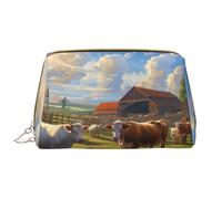 BREAUX Portaoggetti con stampa del Santuario della fattoria del bestiame, pochette in pelle con cerniera, borsa cosmetica portatile (grande), santuario dell'azienda agricola del bestiame, taglia