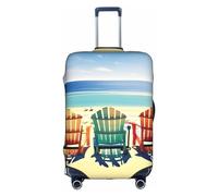 BREAUX scena spiaggia con sedie stampa trolley valigia copertura protettiva bagagli copertura protettiva unico motivo su entrambi i lati, bianco, grande, Bianco, Large