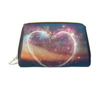 BREAUX Shooting Star - Borsa cosmetica portatile in pelle con stampa a forma di cuore, pochette per cosmetici portatile, borsa per cosmetici in pelle (piccola), bianca, taglia unica, Bianco, One Size