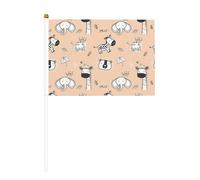 BREAUX Simpatica stampa animalier Mini palmare piccola bandiera, bandiera sventolata a mano su entrambi i lati, mini bandiera bastone