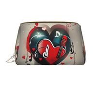 BREAUX Treble Love And Music Print - Borsa per cosmetici da donna, grande, da viaggio, organizer portatile, motivo: Treble Love and Music, taglia unica, Amore e musica di violini, Taglia unica