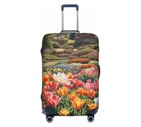 BREAUX Tulip Garden stampa bagagli coperture protettive per bagagli maniche bagagli coperture decorative per bagagli, coperture per bagagli con cerniera, bianco, Medium