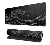 Brecoy Tappetino per mouse grande con onda del mare giapponese, anime gaming, tappetino Khanagawa, tappetino da scrivania, spessore 3 mm, fondo in gomma antiscivolo, 80 x 30 cm