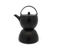 Bredemeijer Grande teiera nera in ghisa da 1,2 litri - Set da tè in ghisa con fornello per 1 lumina e filtro da tè in acciaio inox