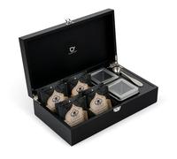 Bredemeijer - Scatola da tè con 4 scomparti + 2 lattine per tè sfuso - bambù - nero - con misurino