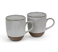 Bredemeijer Set di 2 tazze da tè - tazze in ceramica marrone a righe con manico - tazze in gres porcellanato con capacità di 450 ml